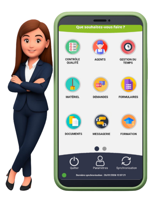 Illustration de l'application mobile PocketManager sur smartphone